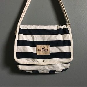Hollister Navy Striped Messenger Bag